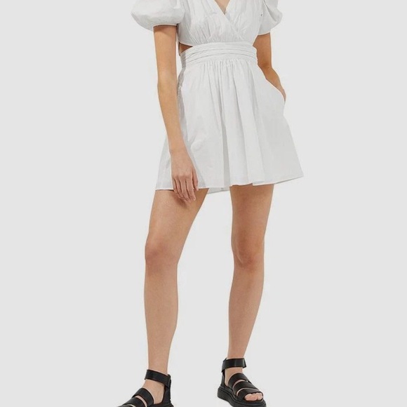 French Connection White Wrap Pleated Mini Dress - Picture 4 of 11